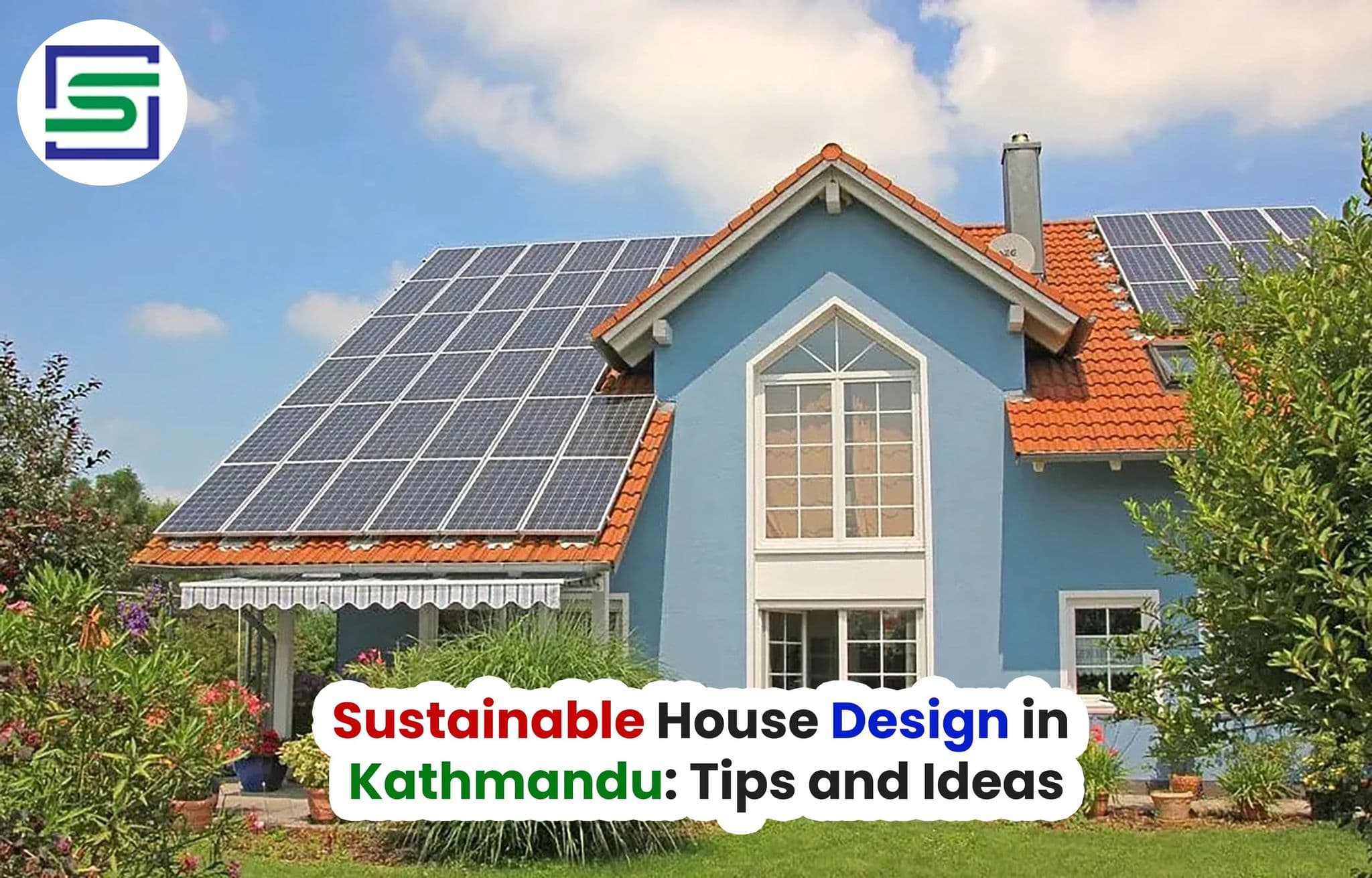 Sustainable House design with solar panel in the roof of the house